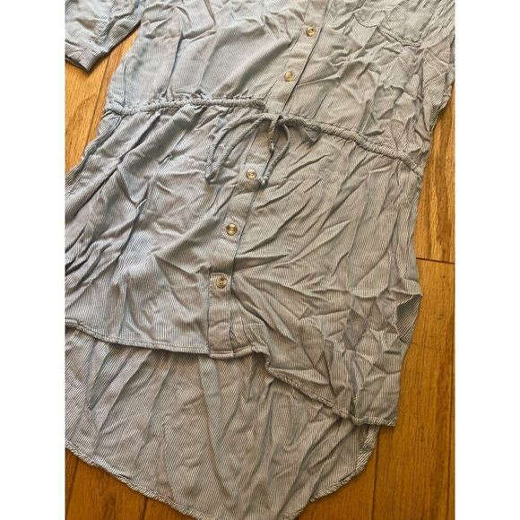 Glam women's striped Button-Down Drawstring Waist Tunic Shirt size large - Picture 3 of 8